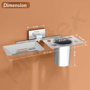 Plantex Stainless Steel 2in1 Soap Holder with Tumbler Holder/Soap Dish/Tooth Brush Holder/Bathroom Accessories - Nexa (Chrome)