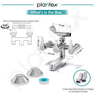 Plantex Pure Brass Telephonic Wall Mixer with Crutch Arranging of Hot & Cold Water with Water Saving Nozzle for Bathroom with Brass Wall Flange -(LEA-717-Chrome)