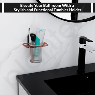 Plantex 304 Grade Stainless Steel Tumbler Holder/Tooth Brush Holder for Bathroom/Bathroom Accessories - Pack of 1 (Parv-Rose Gold & Black)