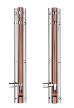 Plantex Heavy Duty 8-inch Joint-Less Tower Bolt for Wooden and PVC Doors for Home Main Door/Bathroom/Windows/Wardrobe - Pack of 2 (703, Rose Gold and Chrome)