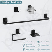 Plantex Cute 304 Grade Stainless Steel Towel Rod for Bathroom/Soap Holder/Napkin Ring/Tumbler Holder/Robe Hook/Bathroom Accessories - Black