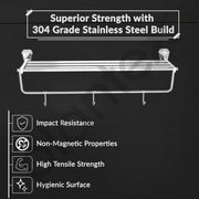 Plantex Towel Rack for Bathroom/304 Grade Stainless Steel Towel Stand/24 Inch Towel Hanger/Towel Holder/Bathroom Accessories - Pack of 1 (PM-2401, Chrome)