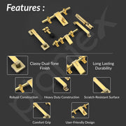 Plantex Stainless Steel Door Kit for Single Door/Door Accessories (10-inch Al-Drop,8-inch Latch,2 Handles,7-inch Tower Bolt and 4-inch Door Stopper-(Brass Antique & Gold)