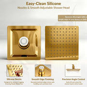 Plantex Stainless Steel Overhead Shower 8 x 8 inch with Water-Saving Technology/High pressure Rain Shower Head without Arm/Bathroom Shower -(Ultra Slim-PVD Gold)
