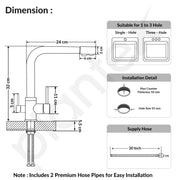 Plantex Kitchen Mixer Tap for Sink/Hot and Cold Double Handle Faucet/304 Stainless Steel Body and Brass Handle/360° Swivel Spout Sink Taps - (7908, Chrome)