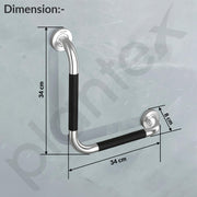 Plantex L-Shape Bathroom Handle for Senior Citizen/Grab Bar for Toilet/Wall-Mounted Safety Handle Made of 304 Grade Stainless Steel - Pack of 1 (Chrome & Black)