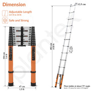 Plantex 15.7 feet (4.8m) Telescopic Ladder/Durable Steps/Collapsible Ladder for Home or Outdoor Work/Aluminium Telescopic Ladder - (Orange)