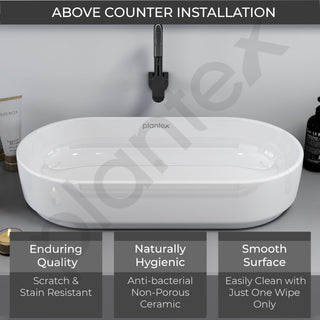 Plantex Platinum Ceramic Wash Basin/Basin for Bathroom/Tabletop Wash Basin/Bathroom Basin (White, 28 x 14.5 x 6 Inch)