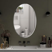 Plantex Unframed Unframed Oval Mirror for Wall/Mirror with Beveled Smooth Edges/Mirror for Bathroom/Dressing Room/Living Room/Bedroom/Entryway - (18x12 Inch), White