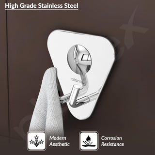 Plantex Pyramid High Grade Stainless Steel Robe Hook for Bathroom/Cloth Stand/Towel Hanger/Bathroom Accessories (Chrome) - Pack of 1