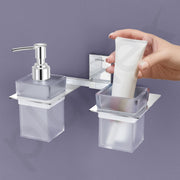 Plantex 304 Grade Stainless Steel Liquid Soap Dispenser/Tumbler Holder/Toothbrush Holder/Bathroom Accessories (Crystal - Chrome)