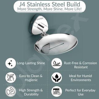 Plantex J4 Stainless Steel Wall Mounted Soap Holder for Bathroom/Soap Holder for Kitchen/Soap Stand for Bathroom/Bathroom Accessories (Chrome Finish) Angel