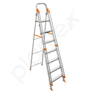 Plantex Secura 7 Step Aluminium Ladder for Home/Foldable Ladder with Safe Hand Rails/5 Year Manufacturer Warranty(Orange-Silver)