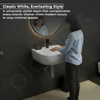 Plantex Ceramic Wall Hung Basin/Washbasin for Bathroom/Wall Mounted Basin/Sink for Bathroom/Living Room (Orchid - White)