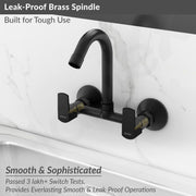 Plantex Sink Mixer Tap for Kitchen with 360Â° Swivel Spout/Hot and Cold Water Tap with Wall Flange and Teflon Tape/Brass Spindle Sink Tap (Saga-Black)