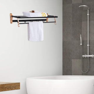 Plantex Aluminum Towel Holder for Bathroom/Towel Rack/Towel Hanger/Bathroom Accessories Set (24 Inch - Black and Gold)