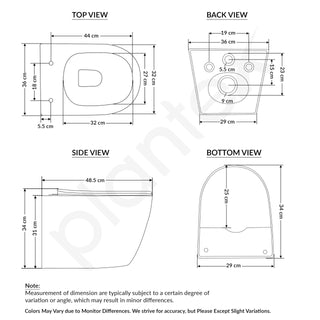 Plantex Imported Ceramic Wall Hung Commode/Rimless Washdown Flush Western Toilet/Commode with Soft Closing Toilet Seat - P Trap (Round - Matt Grey)