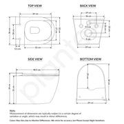 Plantex Imported Ceramic Wall Hung Commode/Rimless Washdown Flush Western Toilet/Commode with Soft Closing Toilet Seat - P Trap (Round - Matt Grey)
