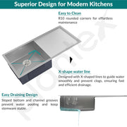 Plantex Stainless Steel Handmade Kitchen Sink/Single Bowl Sink For Kitchen With Drain Board/Undermount/Topmount (Matt - 37X18 Inches)