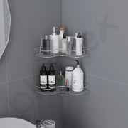 Plantex Stainless Steel Bathroom Corner Shelf/Self Adhesive Bathroom Shelf for Wall/Bathroom Organiser Without Drill - Pack of 2 (Chrome)