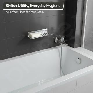 Plantex Stainless Steel Double Soap Dish/Soap Holder for Bathroom/Wall Mounted Soap Holder/Bathroom Accessories - (Chrome)