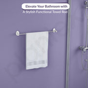 Plantex 304 Grade Stainless Steel 24 Inch Single Towel Rod/Towel Holder for Bathroom/Towel Bar/Hanger/Stand/Bathroom Accessories - Olive (Chrome)
