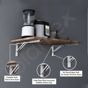 Plantex Heavy Duty 20 Inch Foldable Shelf Bracket/Stainless Steel Multipurpose Bracket/L Bracket/Space Saving Bracket for Wall/Folding Table Bracket for Home & Office (Pack of 2, Chrome)
