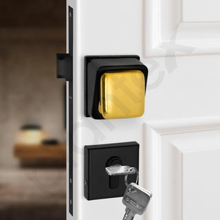 Plantex Stainless Steel Main Door Knob Mortise Lock Handle/Heavy Duty Door Lock/Handle Set for Home/Office/Door Accessories (Gold & Black)