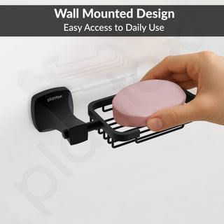 Plantex Space Aluminum Soap Holder for Bathroom Wall/Soap Stand/Soap Dish/Soap Dish Holder for Bathroom Accessories (Black)