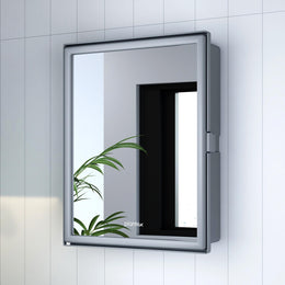 Plantex Bathroom Cabinet with Mirror/ABS Bathroom Storage Cabinet/Wall Mounted Bathroom Cabinet/Mirror with Storage for Bathroom(14x18 Inch, Grey)