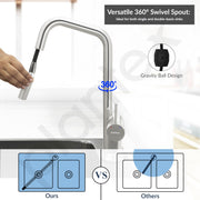 Plantex Single Lever Pull-Down Kitchen Sink Tap/Sink Mixer Tap Hot and Cold/360Ãƒâ€šÃ‚Â° Swivel Spout Faucet for Kitchen - Deck Mounted - (8991-Matt)