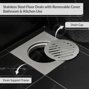 Plantex 304 Grade Stainless Steel Bathroom Drain Cover/Floor Drain Jali for Bathroom/Drainage Cover (6x6 inches) - (AXIO, Chrome)