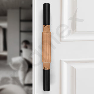 Plantex 15 Inch Main Door Handle for Wooden Doors - Pull-Push Handle Accessories (Pack of 1, Rose Gold, Black) - 3 Years Warranty