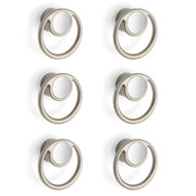 Plantex Drawer Knobs/Ring Drawer Kadi/Pull-Push Knobs for Kitchen/Bedroom Drawer - Pack of 6 (Satin White & Chrome)