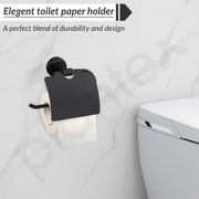 Plantex 304 Grade Stainless Steel Bathroom Toilet Paper Holder/Tissue Holder for Washroom/Kitchen/Bathroom Accessories - Daizy (Black)