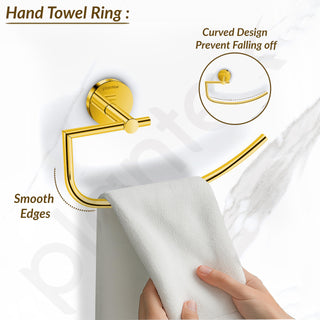 Plantex 304 Grade Stainless Steel Towel Ring/Hand Towel Holder/Towel Hanger for Bathroom/Napkin Holder for Wash Basin/Bathroom Accessories - Oreo (Gold)
