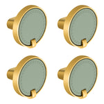 Plantex Knobs for Drawers/Drawer Knobs/Round Knob for Cabinets/Pull-Push Knob for Kitchen/Bedroom/Drawer - Pack of 4 (Gold & Green)