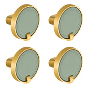 Plantex Knobs for Drawers/Drawer Knobs/Round Knob for Cabinets/Pull-Push Knob for Kitchen/Bedroom/Drawer - Pack of 4 (Gold & Green)
