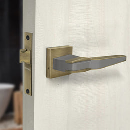 Plantex Heavy Duty Mortise Door Lock for Bathroom/Mortise Keyless Handle Set for Bathroom/Store Room/Balcony (7064–Brass Antique/Satin Black Matt Finish)