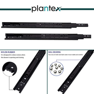Plantex Drawer Channel/Regular Close Ball Bearing Slider Drawer Channel for Home, Kitchen & Wardrobe/Telescopic Channel for Drawer/for Wooden & Metals Drawers (14-Inch,Black) 1 Pair Set