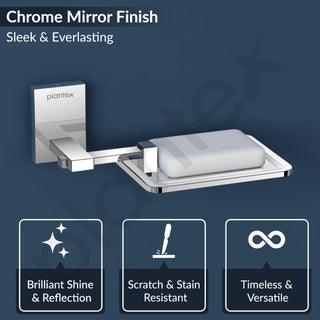 Plantex 304 Grade Stainless Steel Soap Holder Stand for Bathroom and Wash Basin/Soap Stand/Soap Tray/Bathroom Accessories - Senso (Chrome)