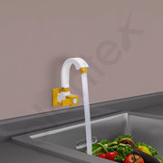 Plantex PTMT EDS-125 Single Lever Kitchen Faucet with Wall Flange & Teflon Tape/360Ã‚Â° Swivel Spout Sink Tap and Water Saing Aerator (Yellow & White)