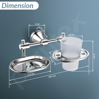 Plantex 304 Grade Stainless Steel Soap Dish with Tumbler Holder/2in1 Soap Dish with Toothbrush Holder/Soap Stand/Case/Bathroom Accessories - Pack of 1 (Niko, Chrome)