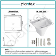 Plantex Wash Basin/Ceramic Wall Hung Half Pedestal Washbasin with 10 Years Glaze Warranty by Plantex/Wall Mount Basin for Bathroom/Office/Hotels (White - 16 x 14 x 14 Inch)