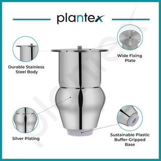plantex Heavy Duty Stainless Steel 4 inch Sofa Leg/Bed Furniture Leg Pair for Home/Furniture Sofa Legs for Table/Sofa Support Legs/Sofa Furniture Leg (Chrome) Set of 4 Pcs