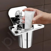 Plantex Pyramid Stainless Steel Tooth Brush Holder/Tumbler Holder/Bathroom Accessories (Chrome) - Pack of 1
