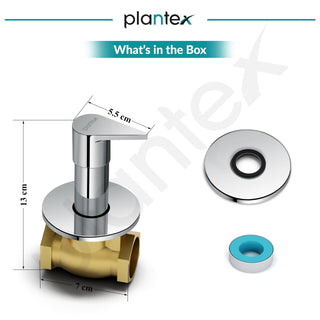 Plantex Pure Brass PAC-1806 Angular Concealed Stop Cock/Concealed Stop Valve Tap For Bathroom With Teflon Tape & Adjustable Brass Wall Flange – 15 mm (Mirror-Chrome Finish)