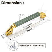 Plantex Aluminium Cabinet Handle/160mm Wardrobe Handle for Home/Cupboard Door Pull-Push Handles for Office - Pack of 2 (Green & Gold)