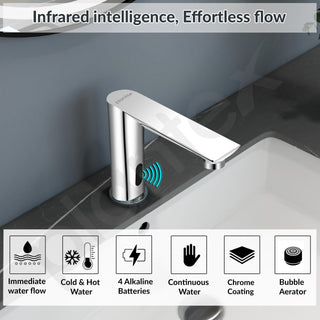 Plantex Brass Sensor Tap for Wash Basin with Brass/Touchless Basin Faucet/Electronic Pillar Tap for Wash Basin-(Chrome)