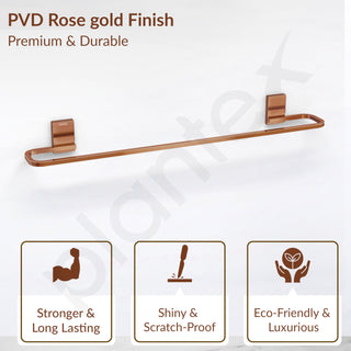 Plantex 304 Grade Stainless Steel 24 inch Single Towel Rod for Bathroom/Hand Towel Holder/Towel Hanger/Bathroom Accessories, Crystal (PVD Rose Gold)